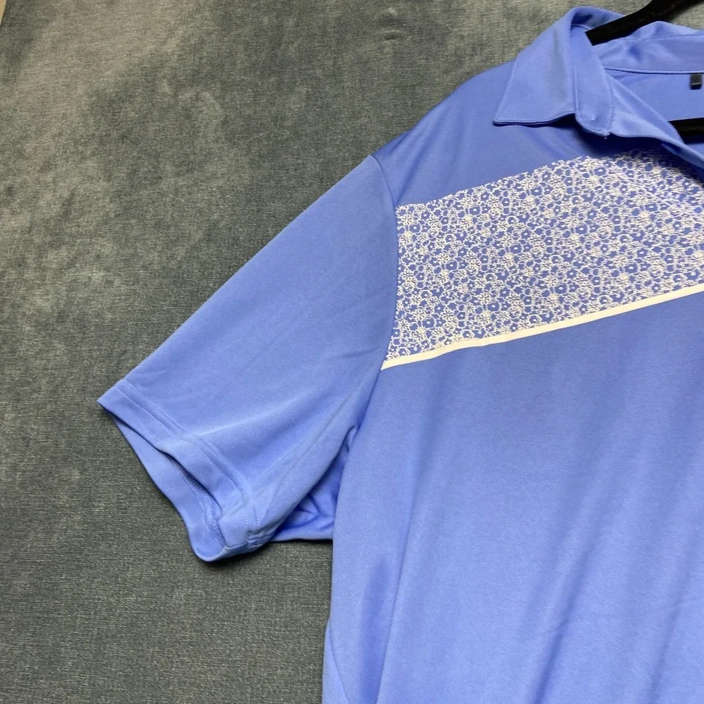 Adidas Polo Shirt Mens 2XL Blue Performance Short Sleeve Collared Casual Logo